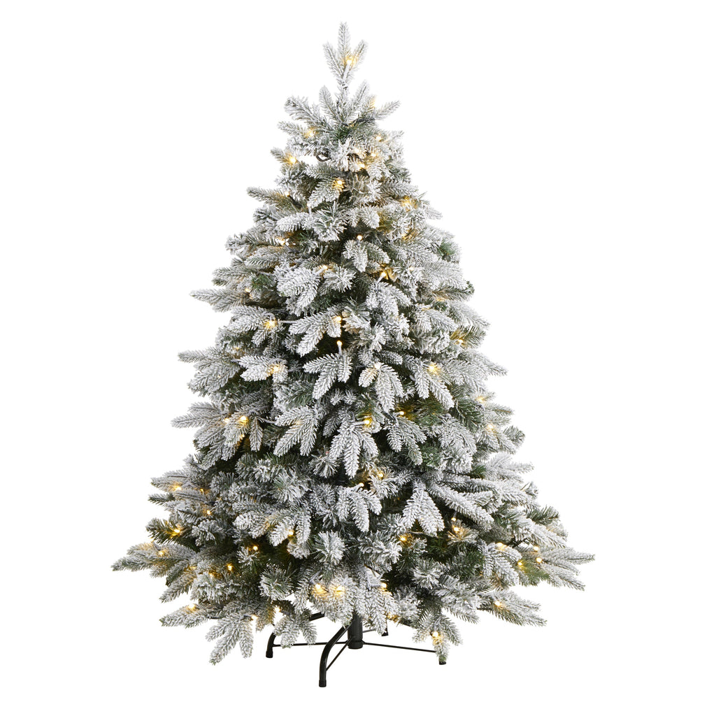 4' Flocked Full Bodied Swedish Spruce Artificial Christmas Tree w/170 Clear LED