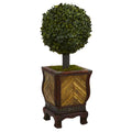 27"  Boxwood Ball Topiary Artificial Tree in Decorative Planter
