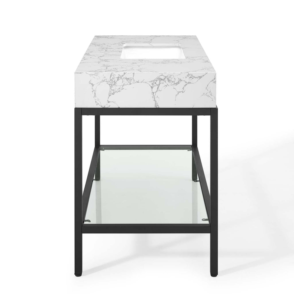 Kingsley 50" Black Stainless Steel Bathroom Vanity by Modway