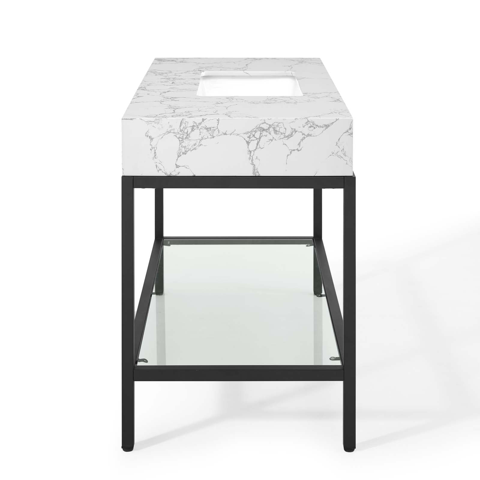 Kingsley 50" Black Stainless Steel Bathroom Vanity by Modway