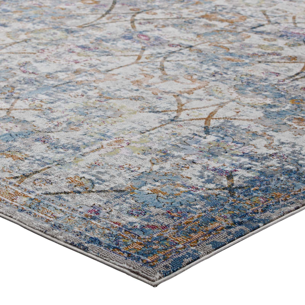 Minu Distressed Floral Lattice 5x8 Area Rug by Modway
