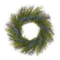 21"  Cedar with Blue Berries Artificial Wreath