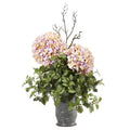 44"  Hydrangea and Dusty Miller Artificial Plant in Metal Urn