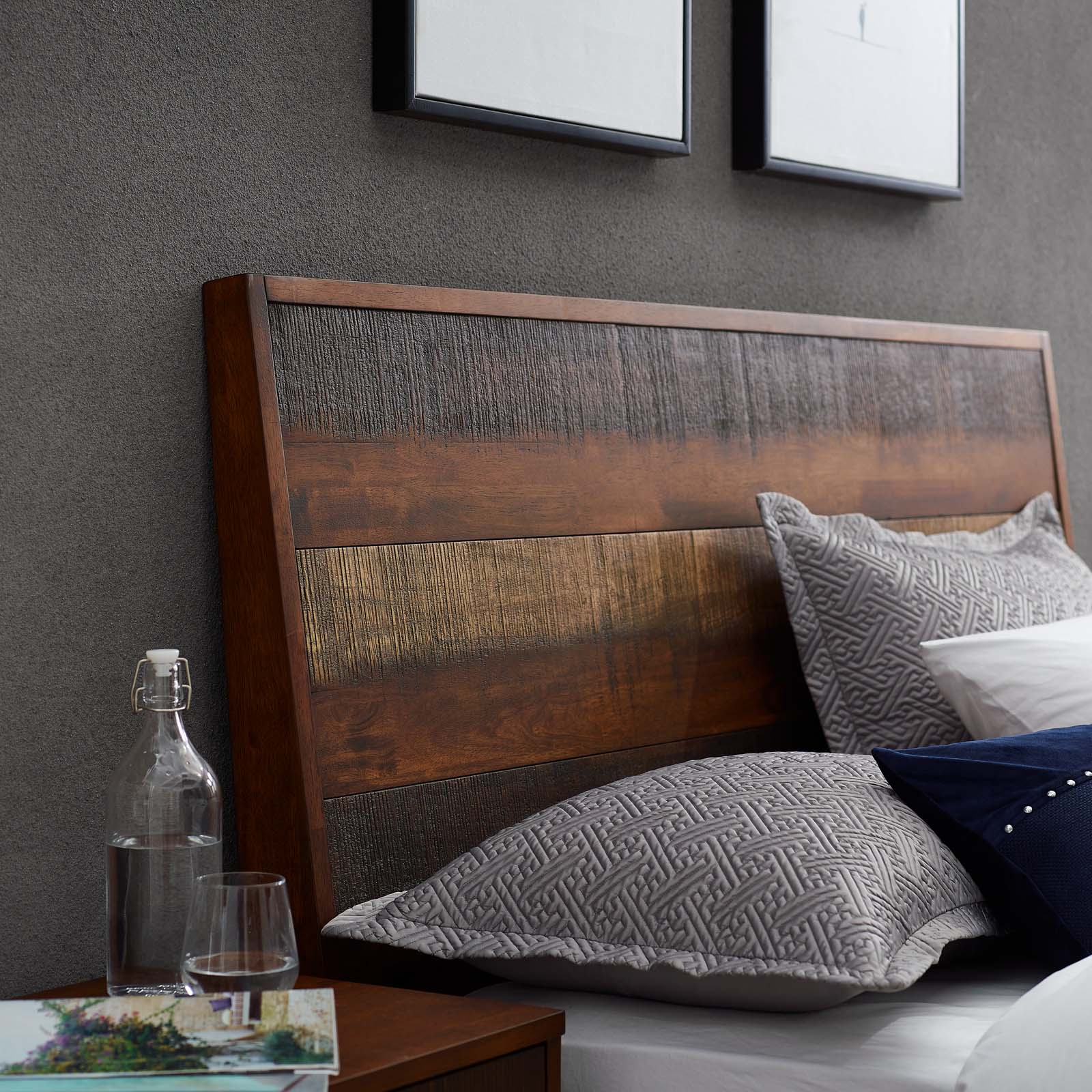 Arwen Queen Rustic Wood Bed by Modway
