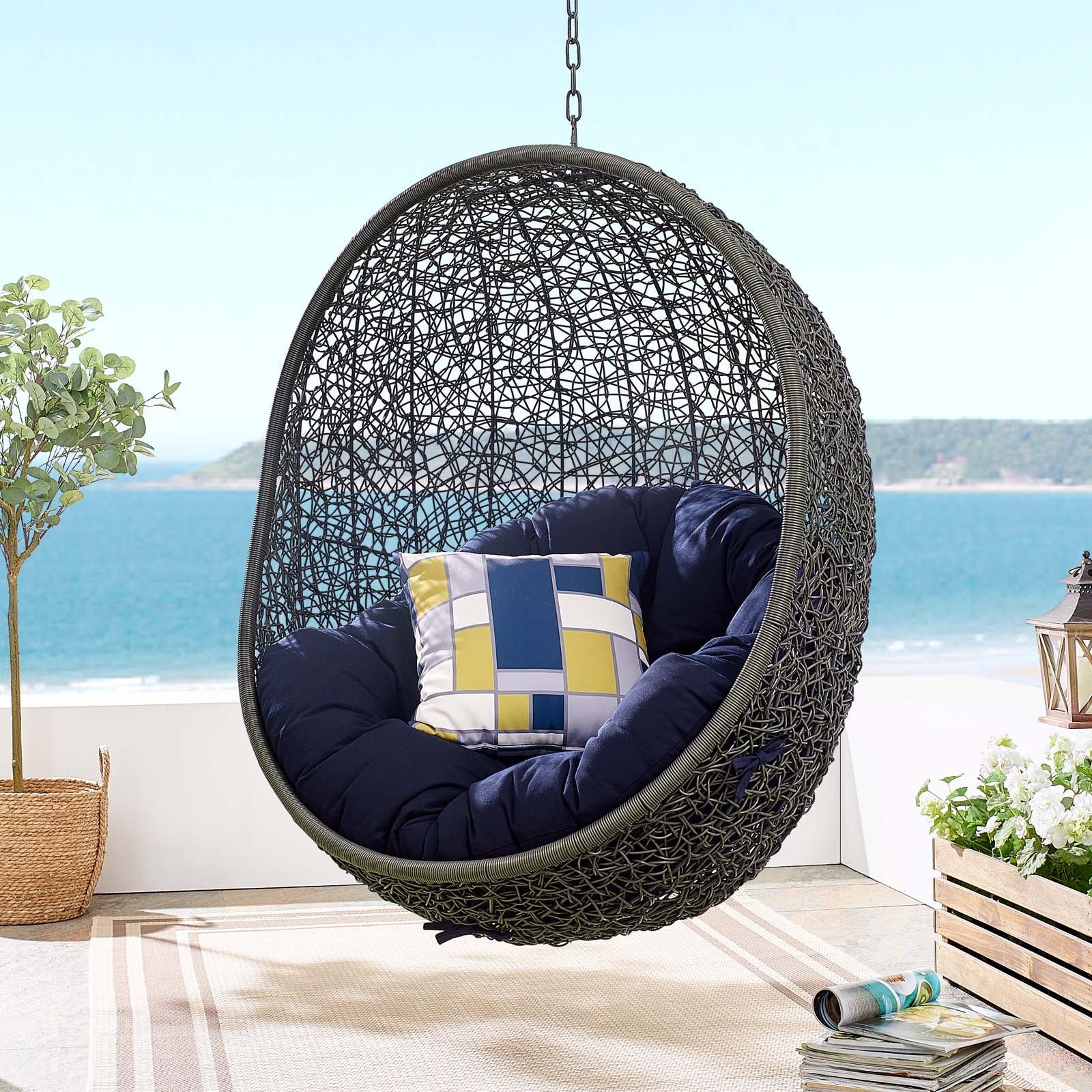 Hide Sunbrella¨ Fabric Swing Outdoor Patio Lounge Chair Without Stand by Modway