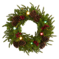 24" Christmas Artificial Wreath with 50 Multicolored Lights