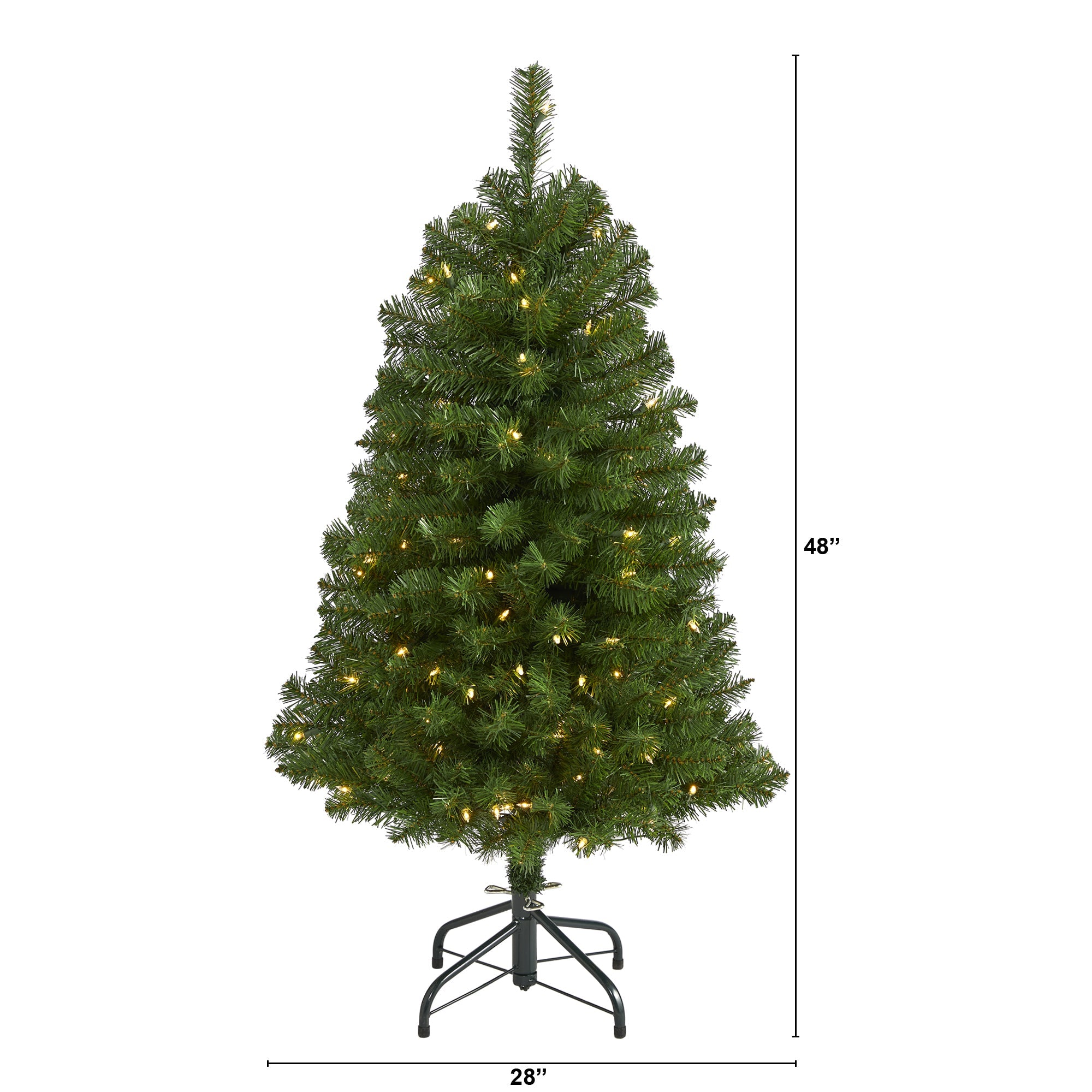 4' Virginia Fir Artificial Christmas Tree w/ 100 Clear Lights & 223 Bendable