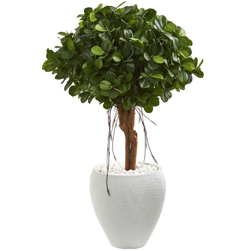 39' Ficus Artificial Tree in White Planter