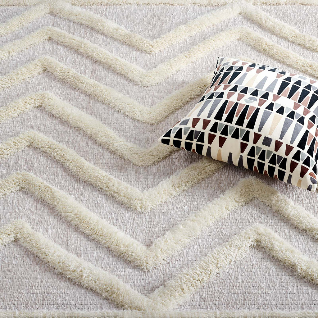 Whimsical Pathway Abstract Chevron Shag 5x8 Area Rug by Modway