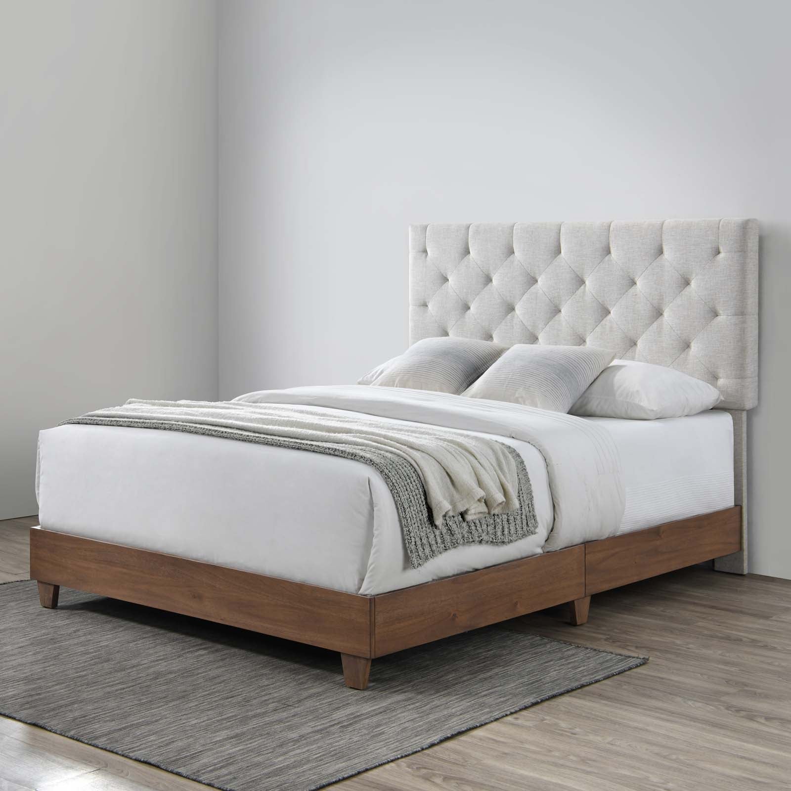 Rhiannon Diamond Tufted Upholstered Fabric Queen Bed by Modway
