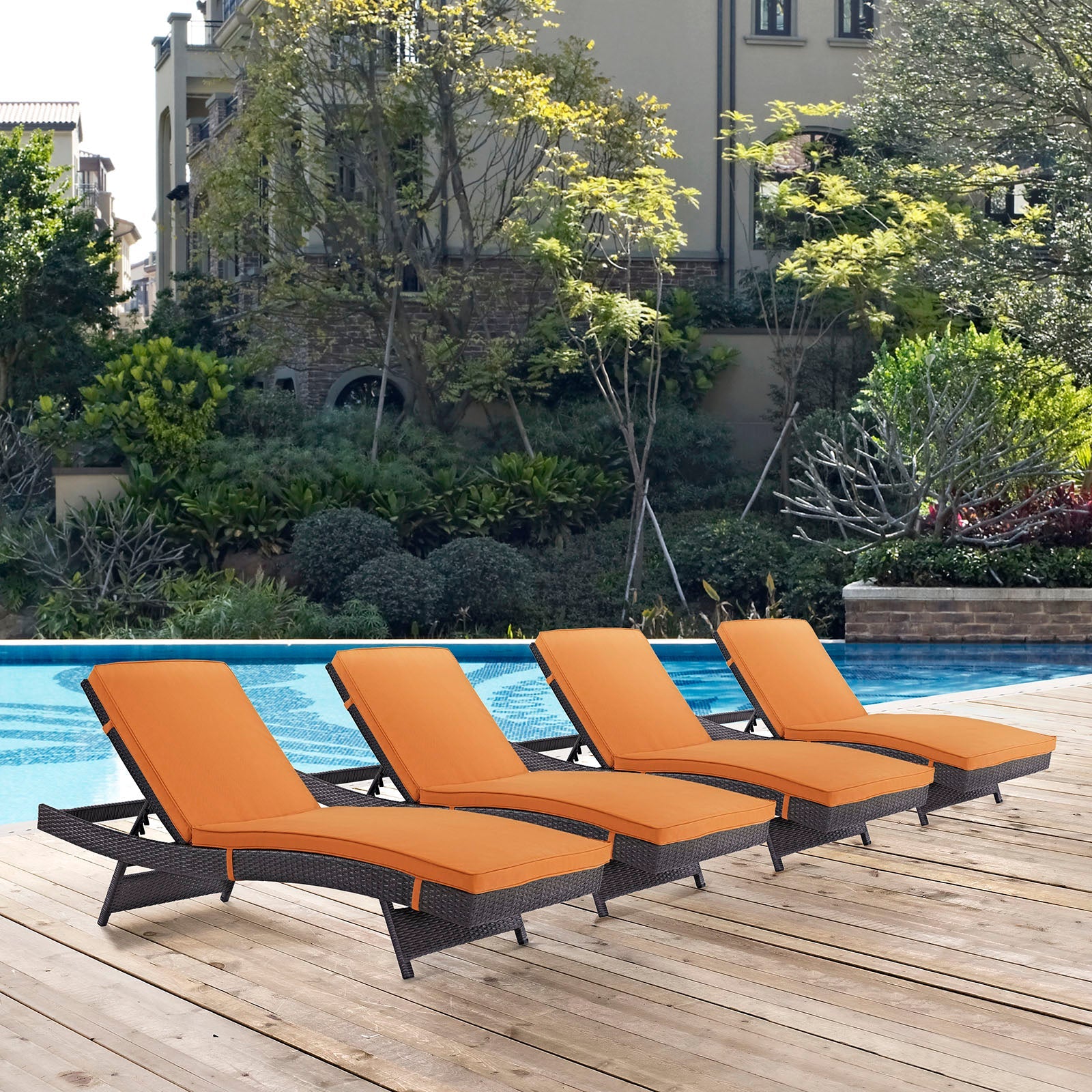 Convene Outdoor Patio Chaise Set of 4 by Modway