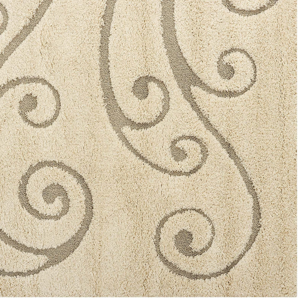Jubilant Sprout Scrolling Vine Shag 8x10 Area Rug by Modway