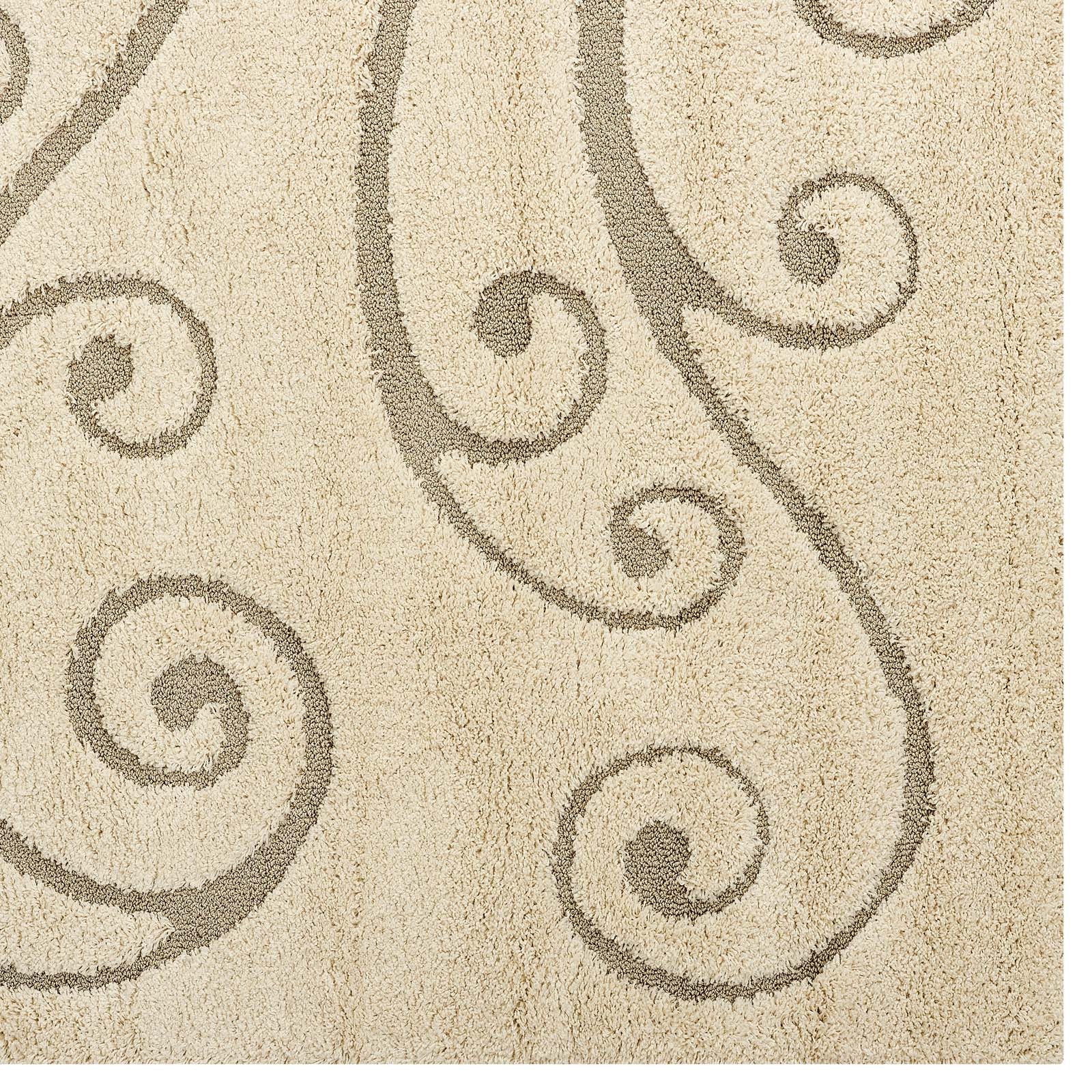 Jubilant Sprout Scrolling Vine Shag 8x10 Area Rug by Modway