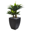 37"  Double Agave Succulent Artificial Plant in Black Planter