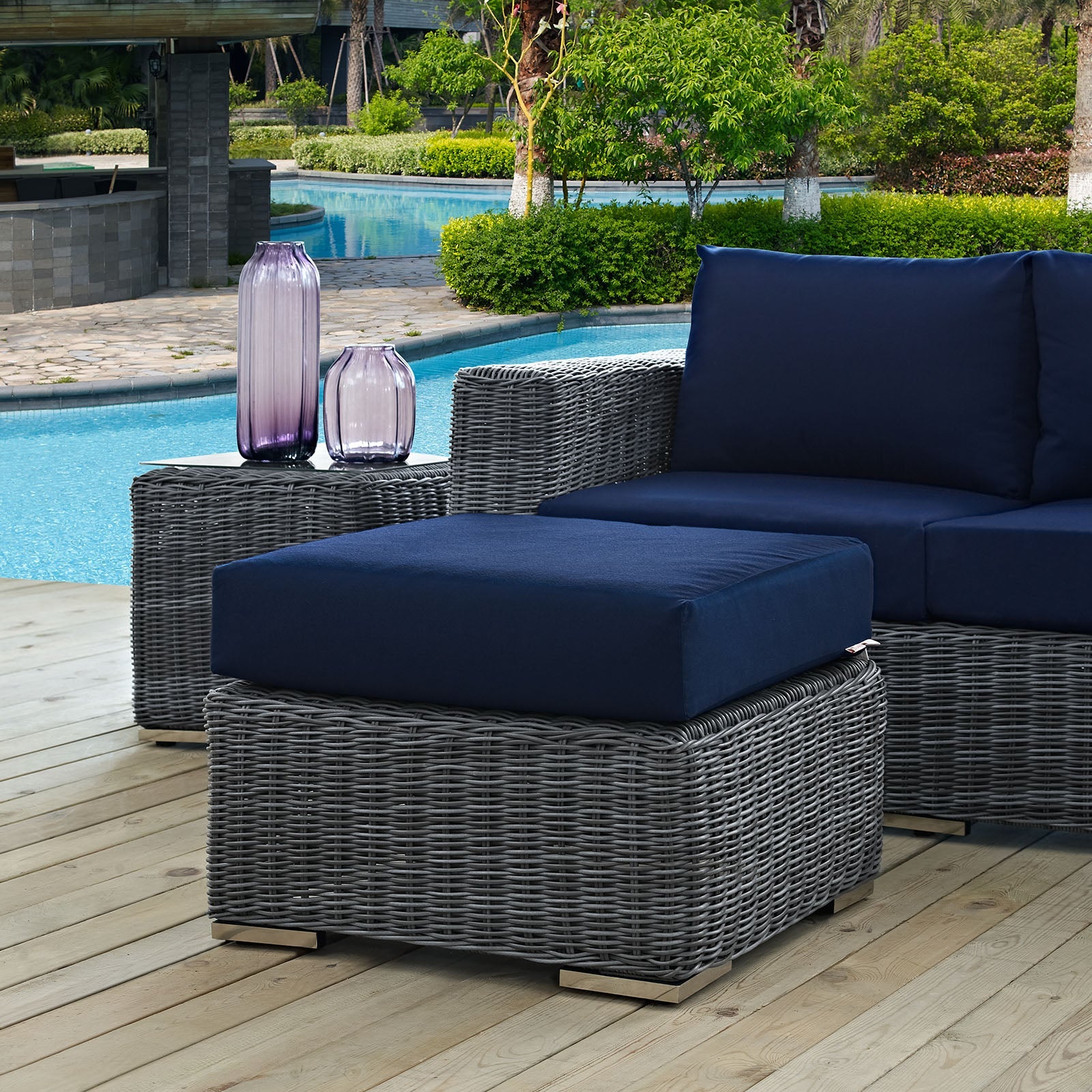 Summon Outdoor Patio Sunbrella¨ Ottoman by Modway