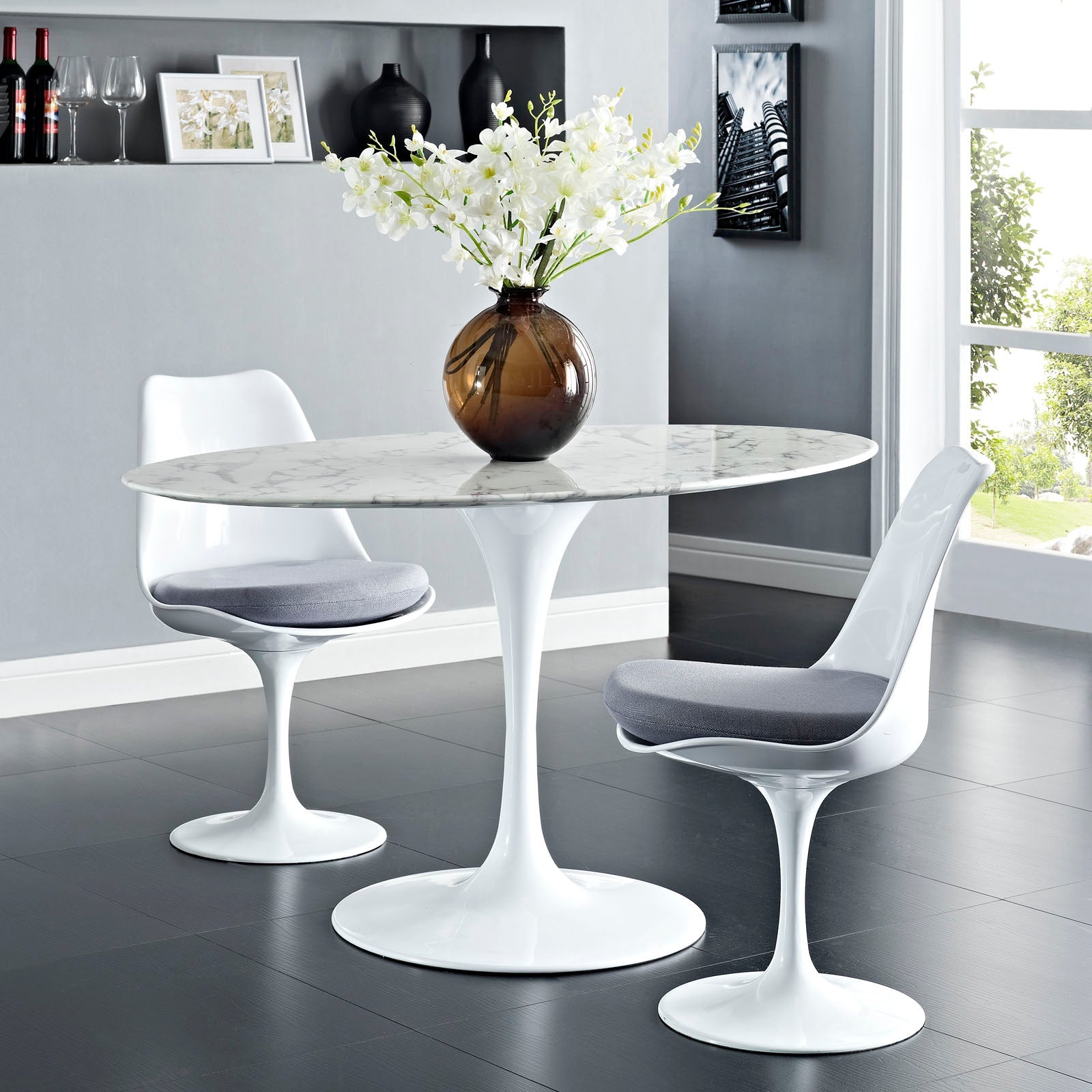Lippa 54" Oval Faux Marble Dining Table by Modway