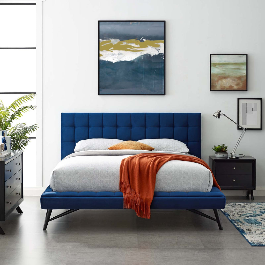 Julia Biscuit Tufted Performance Velvet Queen Platform Bed by Modway