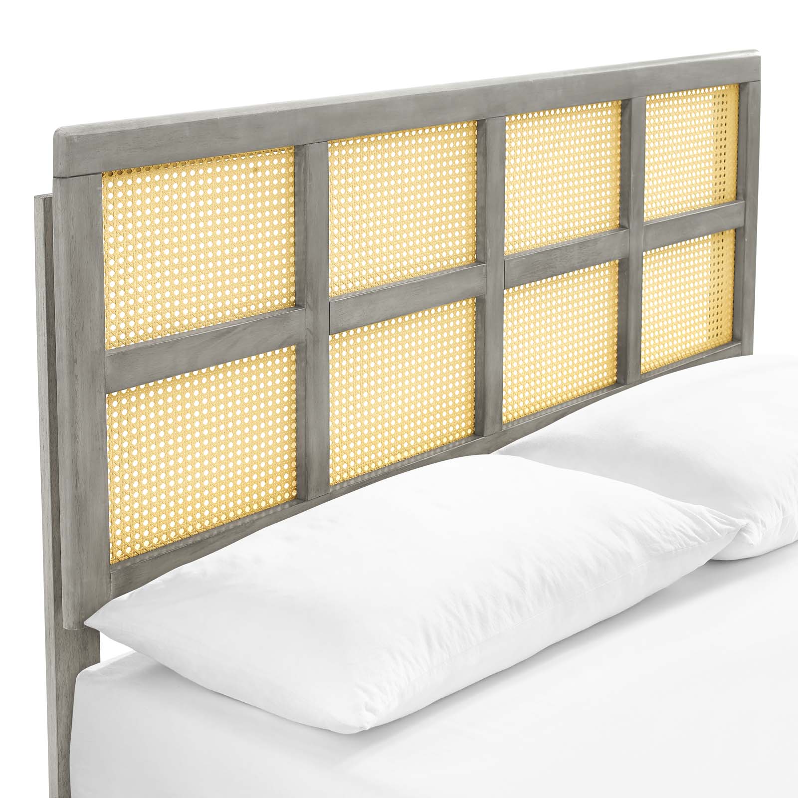 Sidney Cane and Wood Full Platform Bed With Splayed Legs by Modway