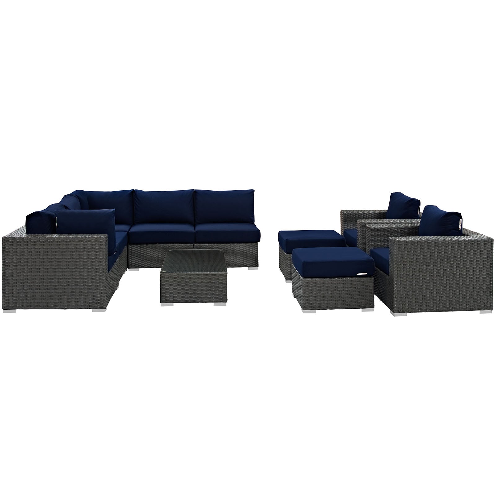 Sojourn 10 Piece Outdoor Patio Sunbrella¨ Sectional Set by Modway