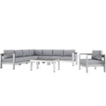Shore 7 Piece Outdoor Patio Aluminum Sectional Sofa Set by Modway