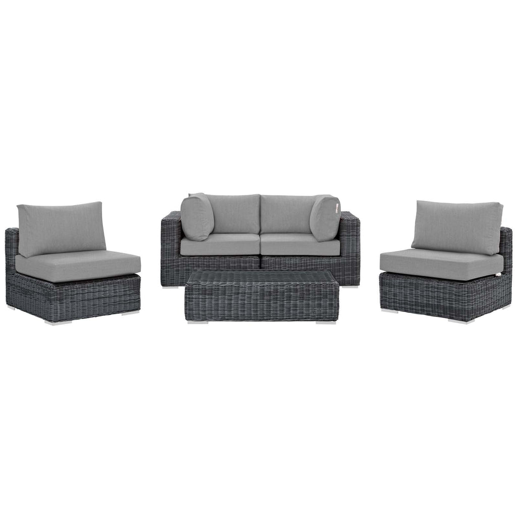 Summon 5 Piece Outdoor Patio Sunbrella¨ Sectional Set by Modway