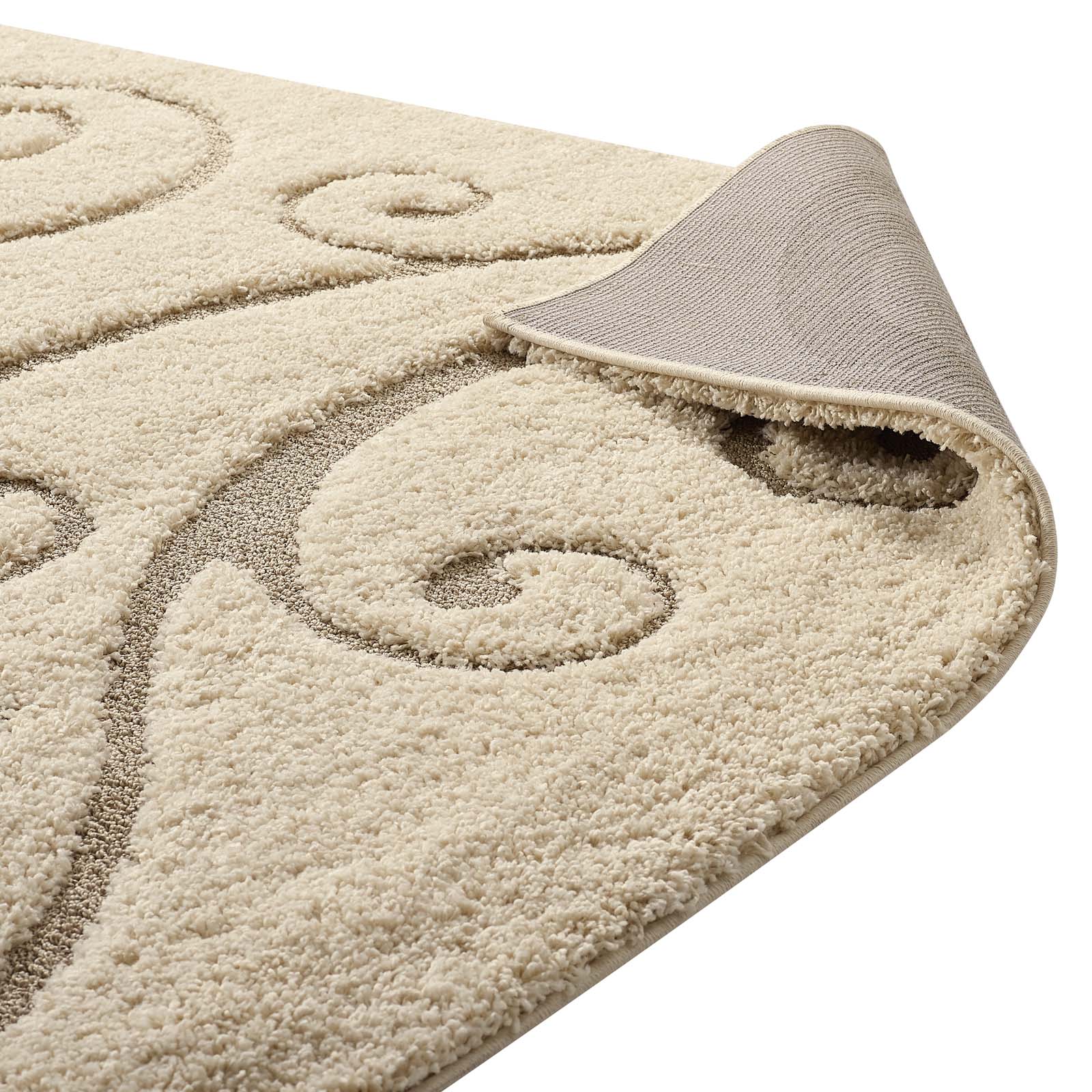 Jubilant Sprout Scrolling Vine Shag 5x8 Area Rug by Modway