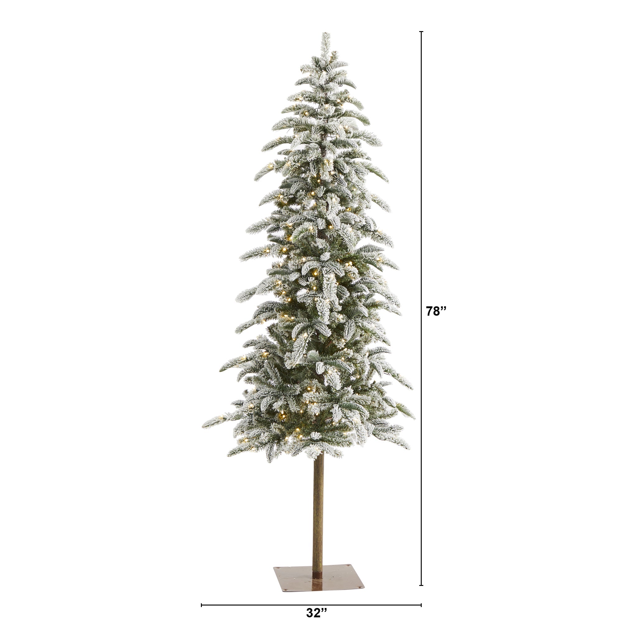 6.5' Flocked Washington Alpine Christmas Artificial Tree w/250 White Warm LED