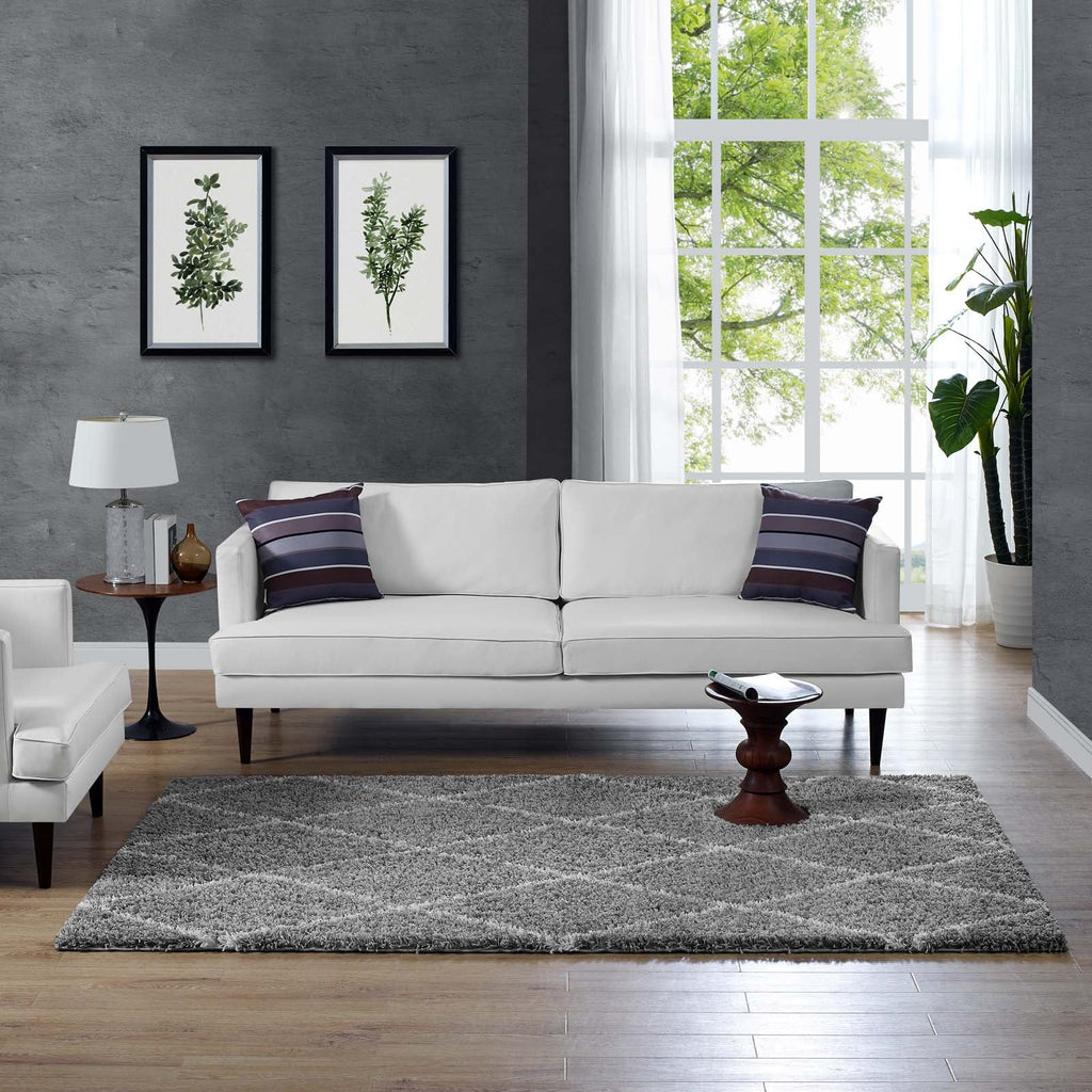 Toryn Diamond Lattice 5x8 Shag Area Rug by Modway