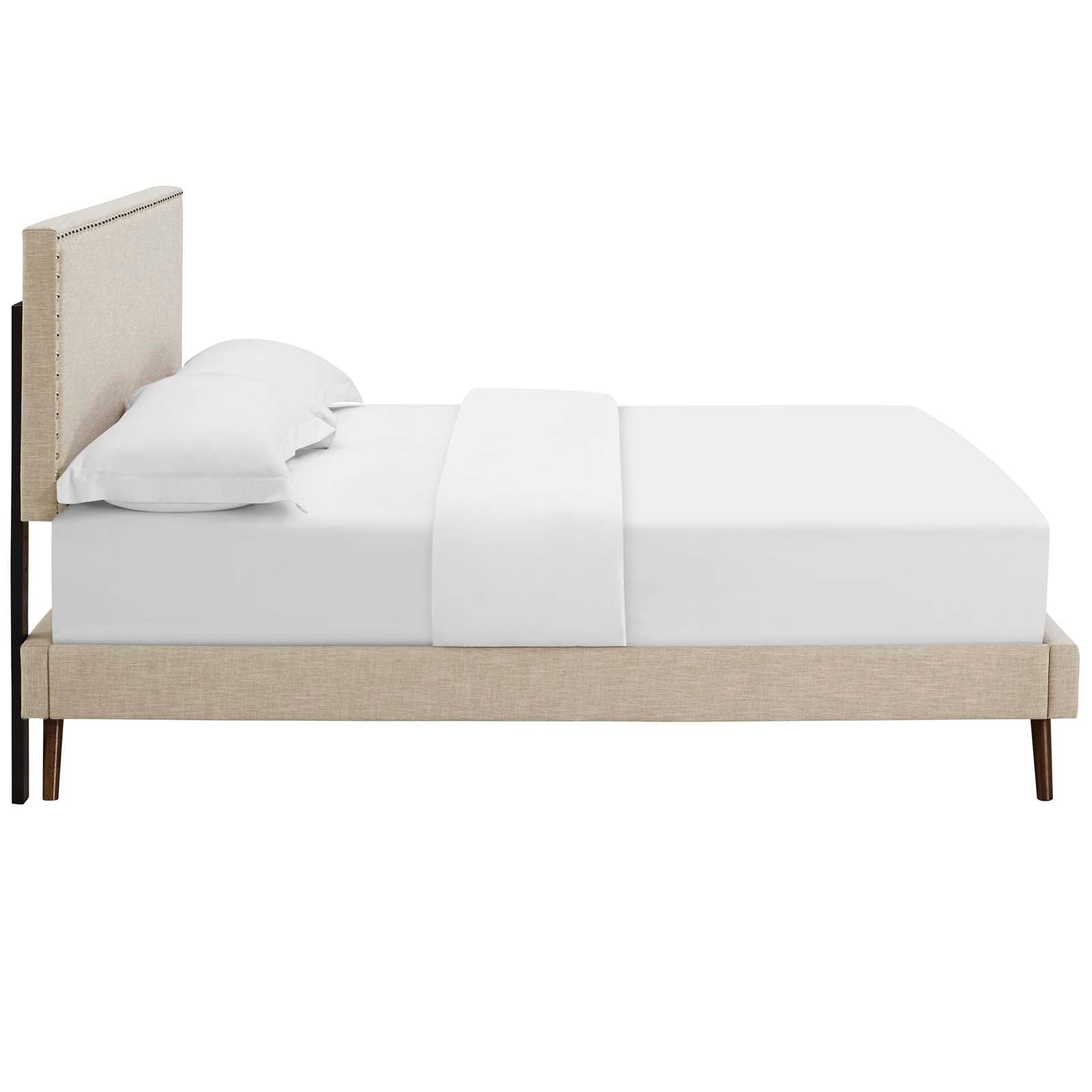 Macie Fabric Queen Platform Bed with Round Splayed Legs by Modway