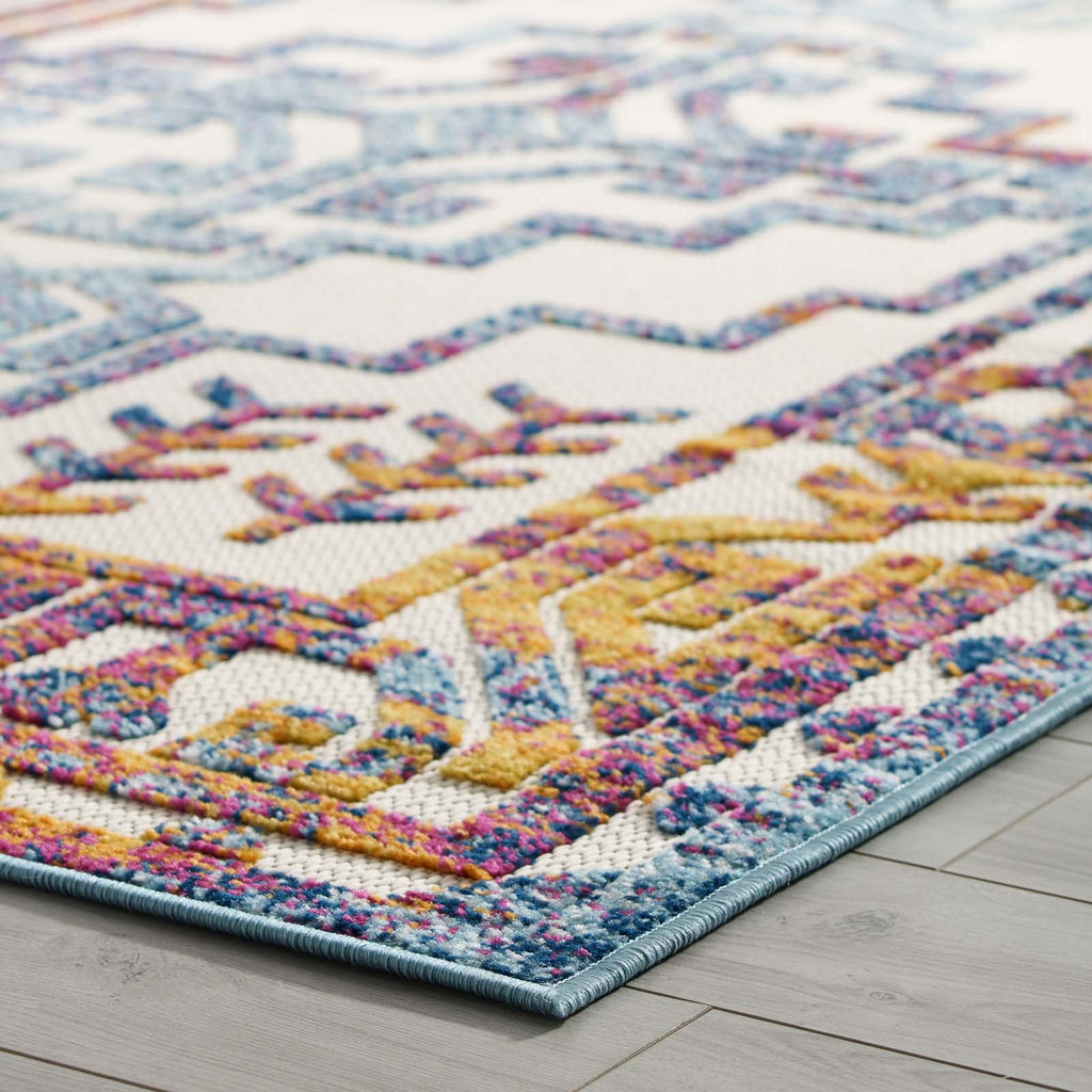 Reflect Nyssa Distressed Geometric Southwestern Aztec 5x8 Indoor/Outdoor Area Rug by Modway