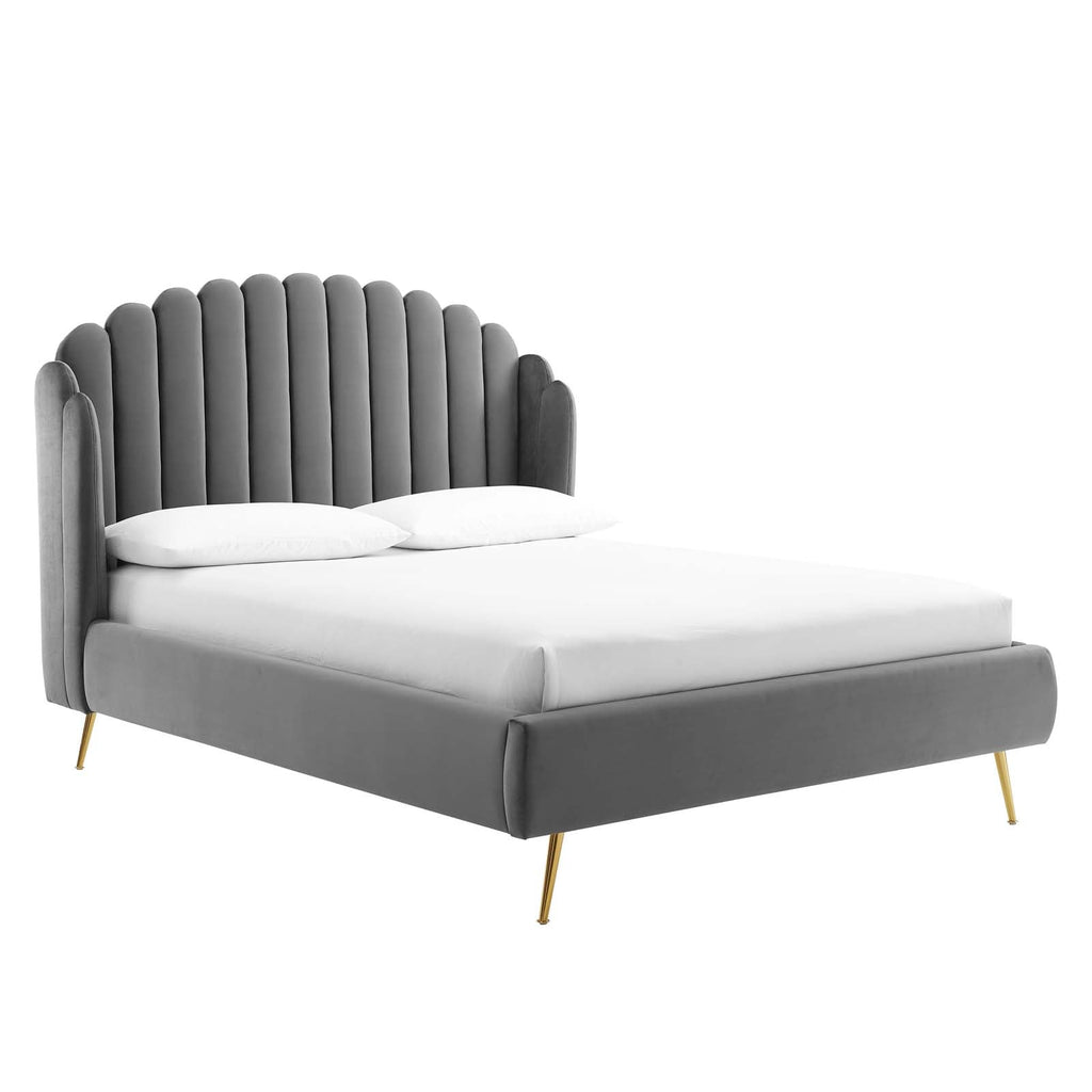 Lana Performance Velvet Queen Wingback Platform Bed by Modway