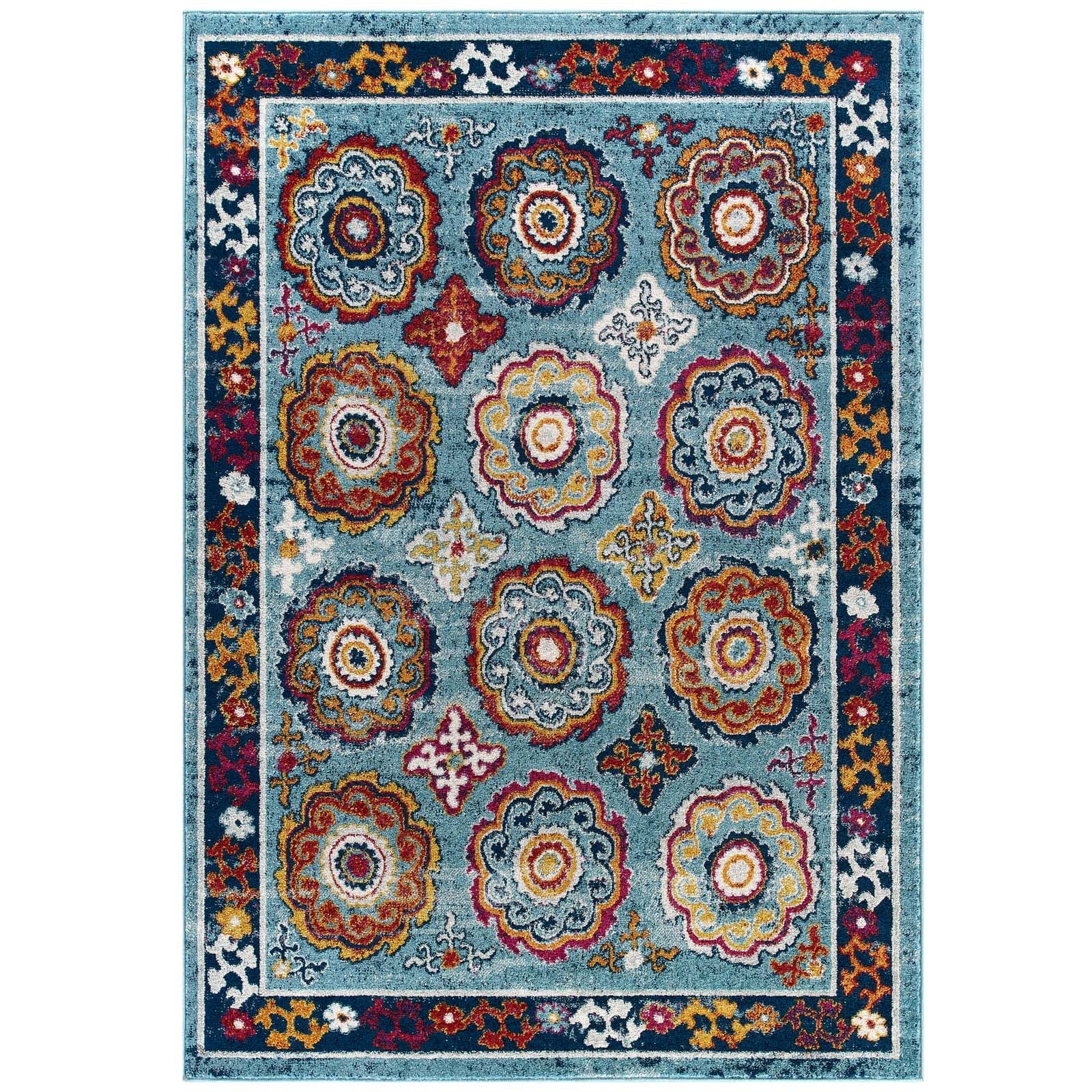 Entourage Odile Distressed Floral Moroccan Trellis 8x10 Area Rug by Modway