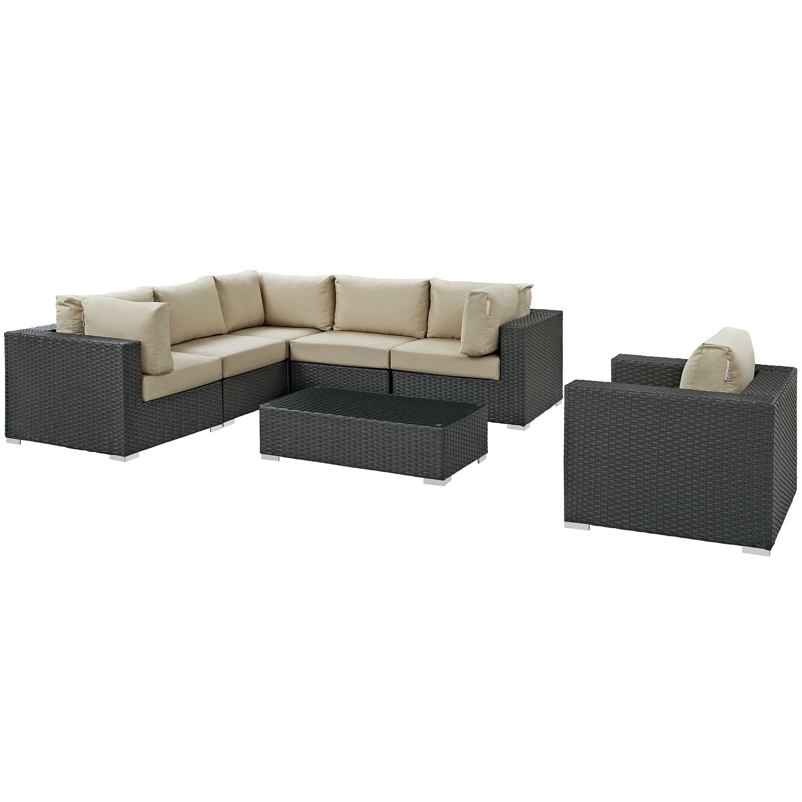 Sojourn 7 Piece Outdoor Patio Sunbrella¨ Sectional Set by Modway