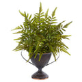 15"  Fern Artificial Plant in Metal Goblet