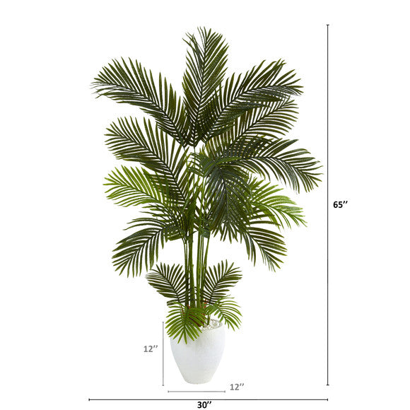65" Areca Palm Artificial Tree in White Planter