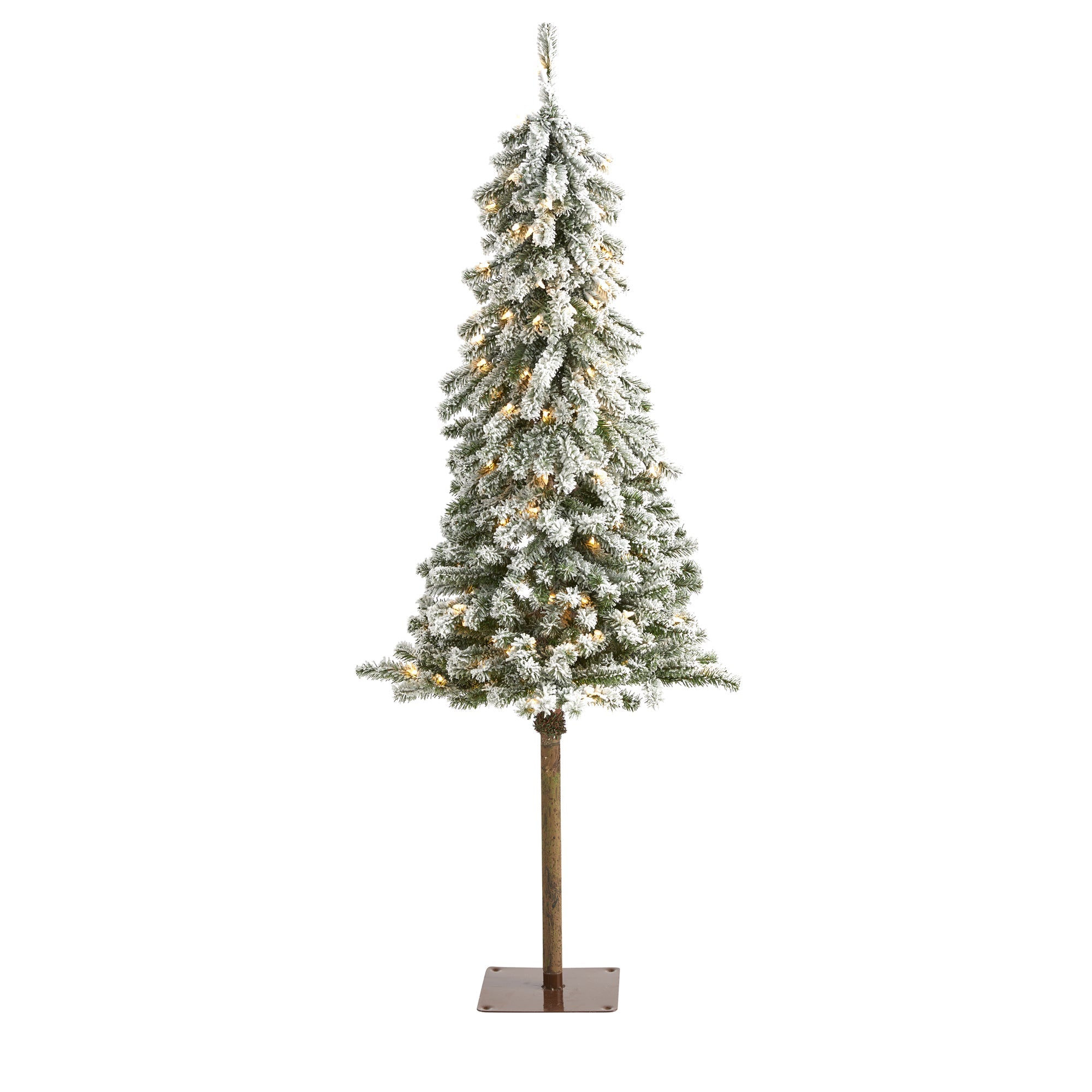 5' Flocked Alpine Christmas Artificial Tree w/150 Lights/ 405 Bendable Branches