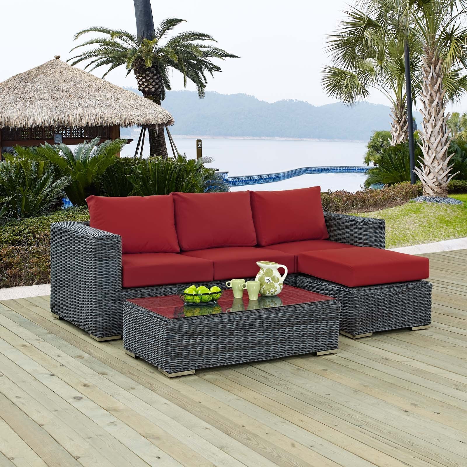 Summon 3 Piece Outdoor Patio Sunbrella¨ Sectional Set by Modway