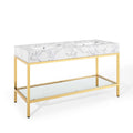 Kingsley 60" Gold Stainless Steel Bathroom Vanity by Modway