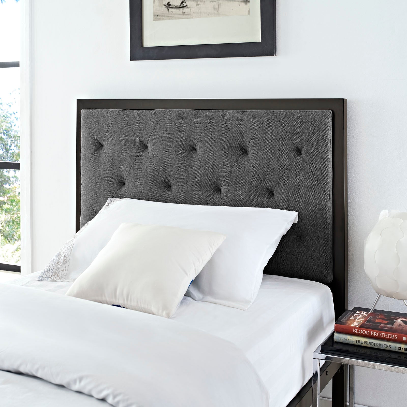 Mia Fabric Twin Bed by Modway