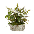 13" Orchid Phalaenopsis, Clover and Fern Artificial Plant