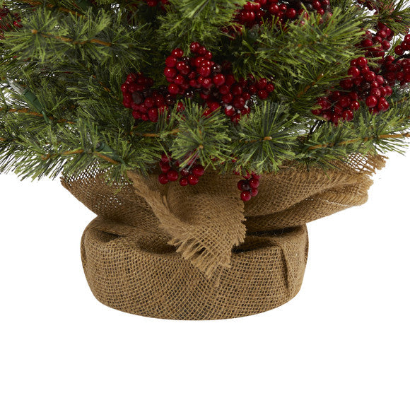 4' Berry and Pine Artificial Christmas Tree with 100 Warm White Lights