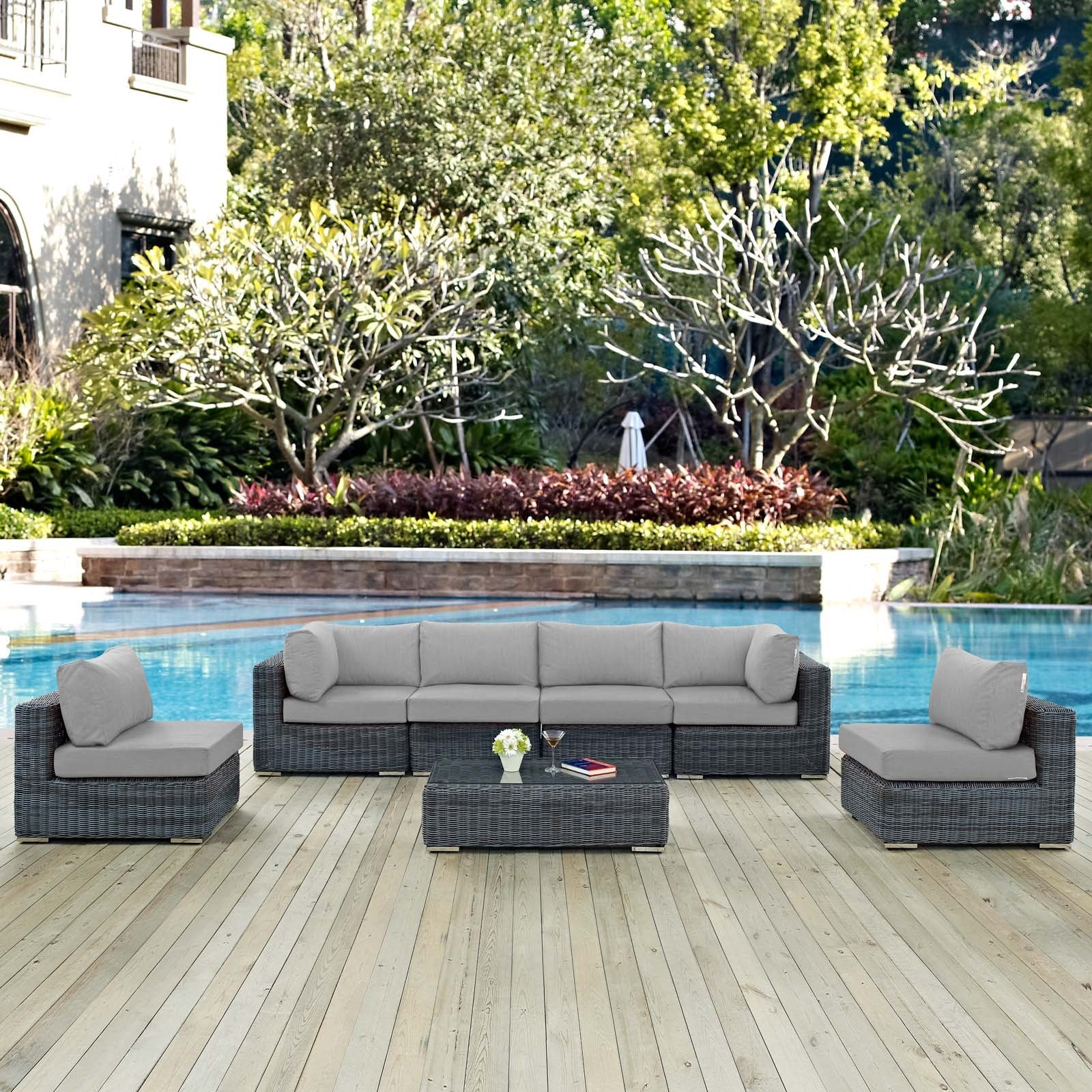 Summon 7 Piece Outdoor Patio Sunbrella¨ Sectional Set by Modway