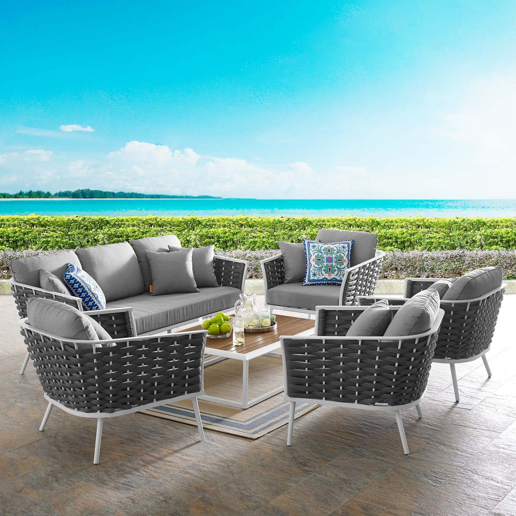 Stance 6 Piece Outdoor Patio Aluminum Sectional Sofa Set by Modway