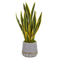 30"  Sansevieria Artificial Plant in Stoneware Planter