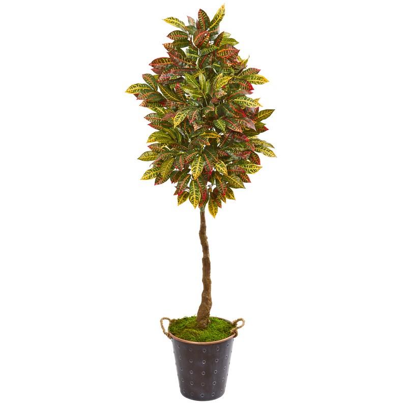 70"  Croton Artificial Tree in Decorative Planter