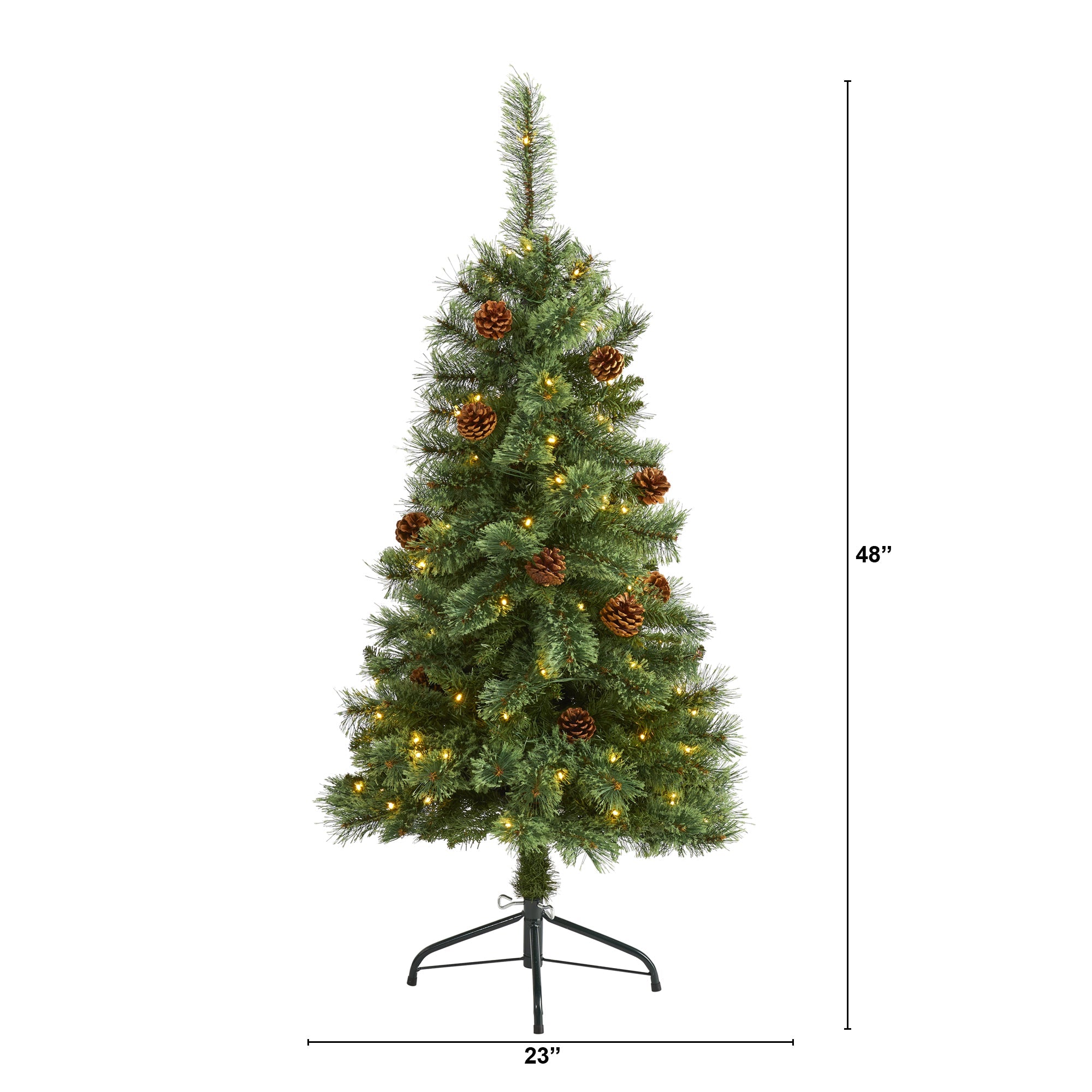 4' White Mountain Pine Artificial Christmas Tree w/ 100 Clear LED Lights