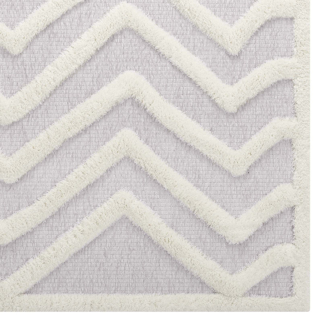 Whimsical Pathway Abstract Chevron Shag 5x8 Area Rug by Modway