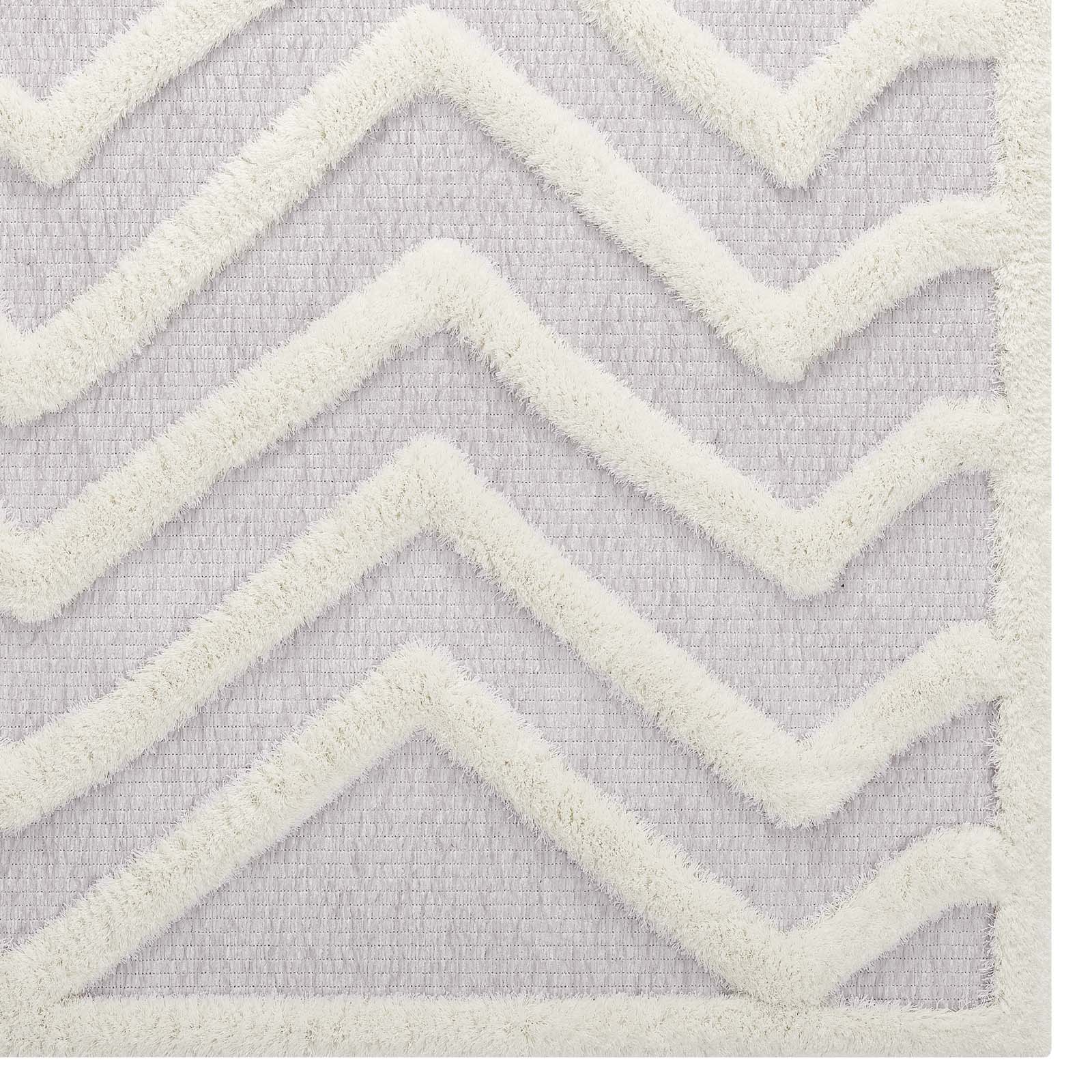 Whimsical Pathway Abstract Chevron Shag 5x8 Area Rug by Modway