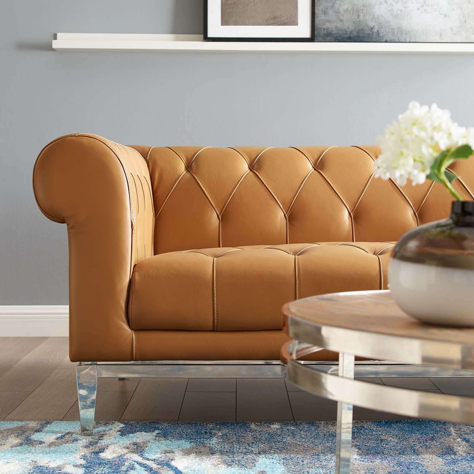 Idyll Tufted Button Upholstered Leather Chesterfield Sofa by Modway