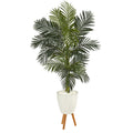 6' Golden Cane Artificial Palm Tree in White Planter with Stand